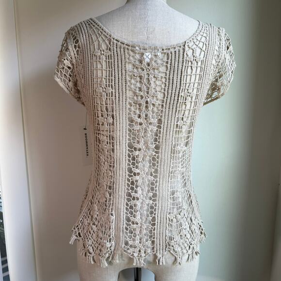Boho Lace 100% Cotton Crochet Top NWT Spring Summer Style Large Hippie - Picture 4 of 9